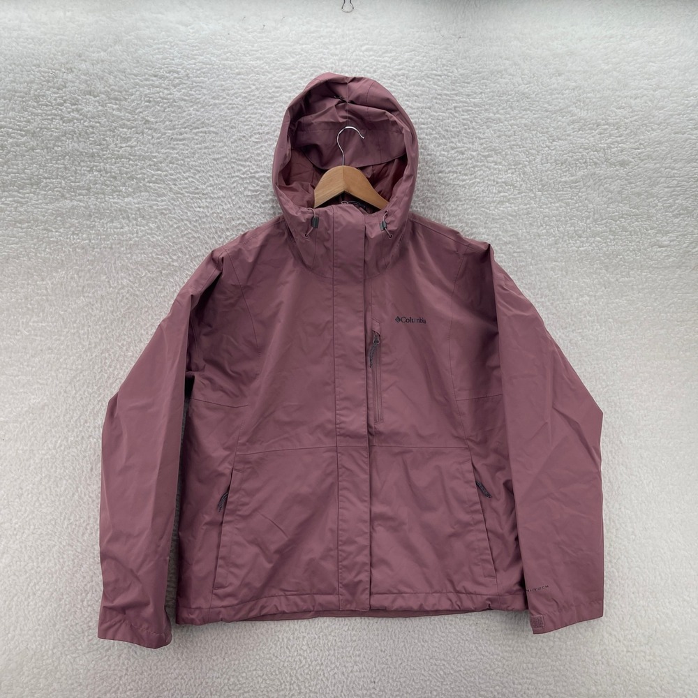 Columbia Rain Jacket Womens XL Pink Hikebound Hooded Waterproof Outdoor Gorpcore